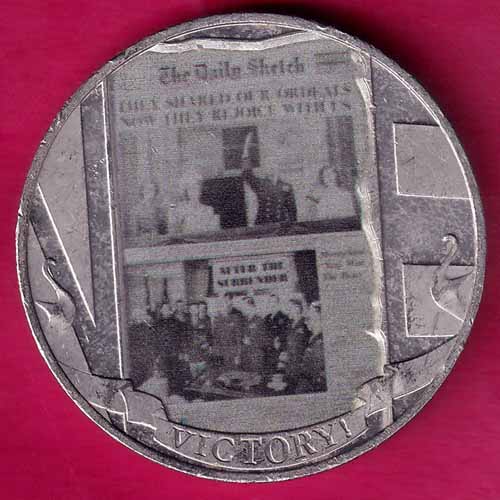 2020 VE-DAY VICTORY ELIZABETH II GIBRALTAR unc ONE CROWN VE-DAY VICTORY  –@HUB2442