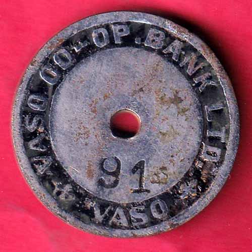 BANK TOKEN – VASO CO-OP. BANK LTD. VASO 91 -VA281