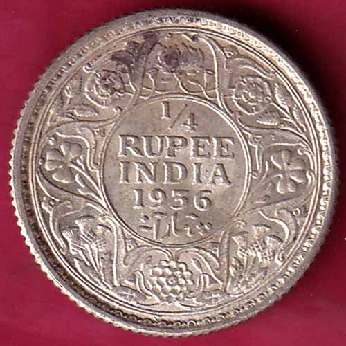 British India 1936 George V 1/4 Rupee Silver Coin – S951
