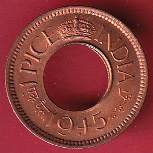 British india king george vi 1945 one pice beautiful copper Coin -oo3484