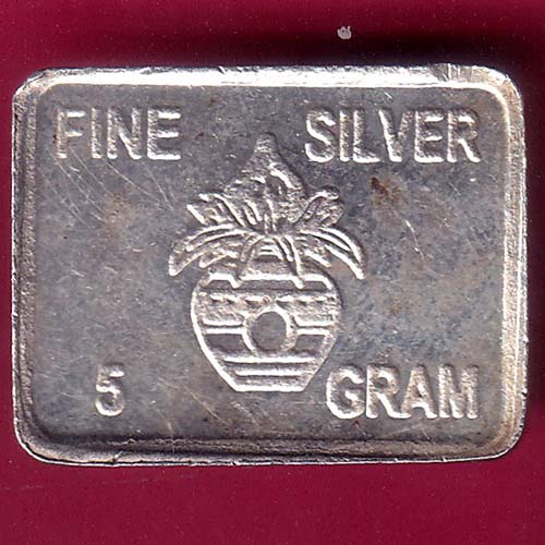 SILVER BAR : Weight – 4.93 gm: 5 gms FINE SILVER 999–@HUB4069