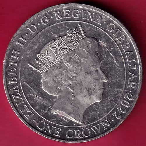 Elizabeth II D.G. Regina Gibraltar 2022 One Crown:- S2503