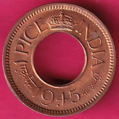 british india king george vi 1945 one pice beautiful copper coin  :- OO163