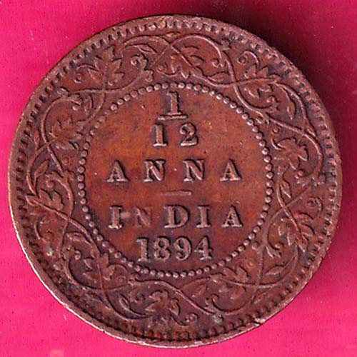 british india 1894 victoria empress 1/12 anna coin–@HUB4005