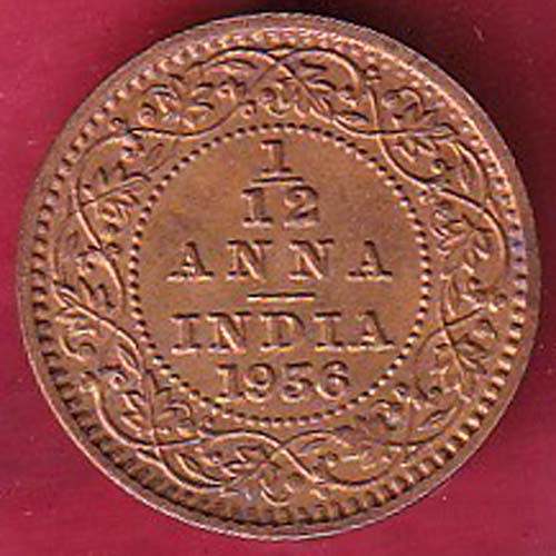 british india 1936 GEORGE V 1/12 ANNA COPPER COIN  :- hub 4643