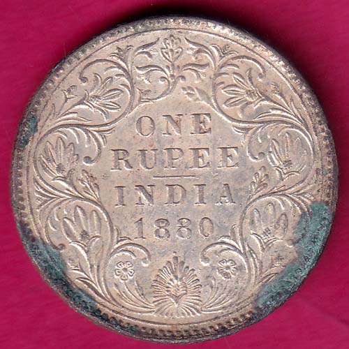 BRITISH INDIA 1880 (0/1 DOT) VICTORIA EMPRESS ONE RUPEE BEAUTIFUL SILVER COIN–@HUB3245