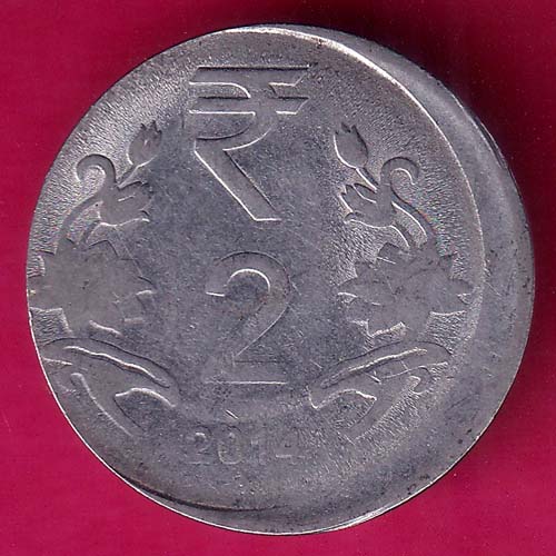 “ERROR SHIFTED ” republic india 2014 two rupee rare coin :- OO2064