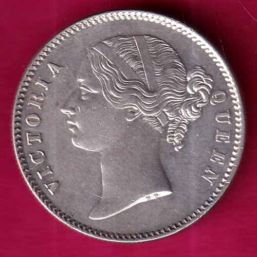EAST INDIA COMPANY 1840 DIVIDED LEGEND VICTORIA QUEEN ONE RUPEE SILVER COIN– S815