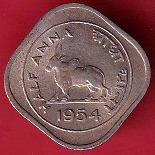 GOVERNMENT OF INIDA 1954 HALF ANNAS:- OO3347
