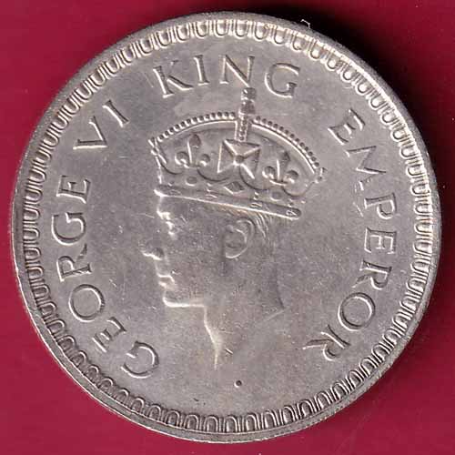 British India 1943 Bombay Mint George Vi One Rupee Rare Silver coin - S1373