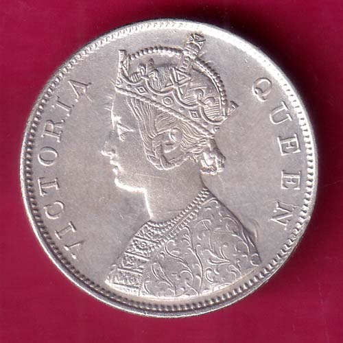 British India 1862 Two Dot On Top Victoria Queen One Rupee Silver Coin@hub4978