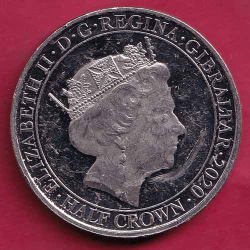 ELIZABETH II DEI-GRA REGINA. GIBRALTAR 2020 HALF CROWN NEWER WAS SO MUCH OWED BY SOMANYTO SO FEW –@HUB2303