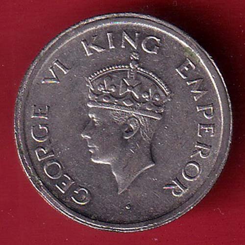 george vi king emperor 1947 one rupee coin- OO5729