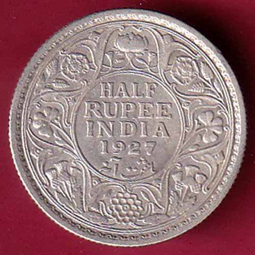 British India 1927 George v Half Rupee silver coin –VA928