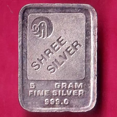 SILVER BAR: Weight – 4.95 gm SHREE FINE SILVER 5 GRAM BAR@HUB5142