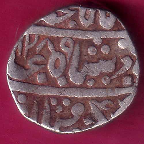 INDORE STATE 1289 SUN FACE INO SHAH ALAM II MALHAR RAO ONE RUPEE SILVER COIN–@HUB3510