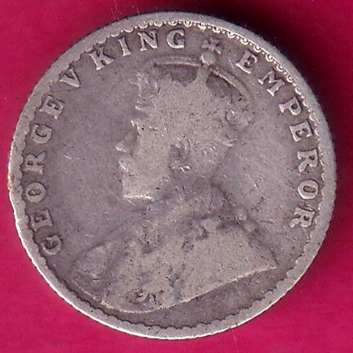 British India 1915 bombay mint 1/4 RUPEE George v One Rupee silver coin :-OO2016