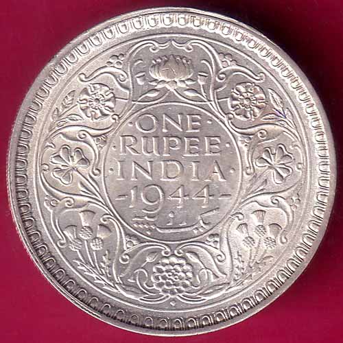 BRITISH INDIA 1944 BOMBAY MINT GEORGE VI ONE RUPEE BEAUTIFUL SILVER COIN :- OO414