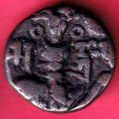 lohar of kashmir sangram deva copper one drachma beautiful coin- S1690