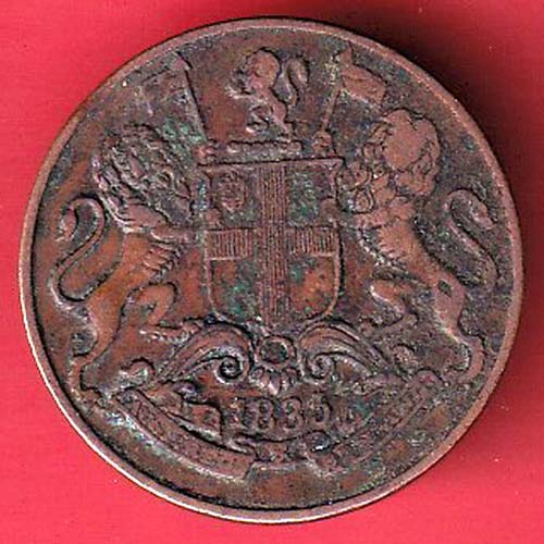 EAST INDIA COMPANY 1835 ONE QUARETR ANNA COPPER COIN- OO3555