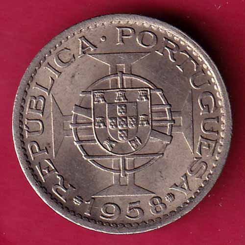 PORTUGUESE INDIA GOA 60 CENTAVOS 1958 COIN–@HUB1813