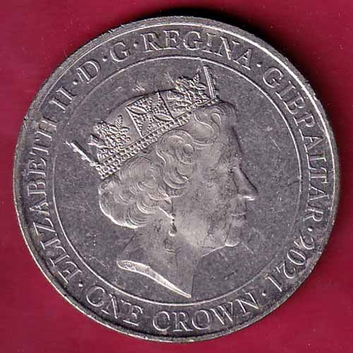 ELIZABETH II GIBRATAR II D.G. REGINA GIBRALTAR 2021 HALF CROWN –VA373