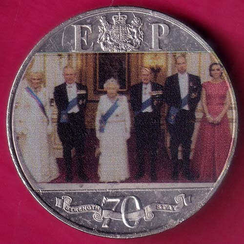 UNC ELIZABETH II DEI-GRA REGINA. GIBRALTAR 2021 UNC one crown 70 Years Strength and Stay –@HUB2734