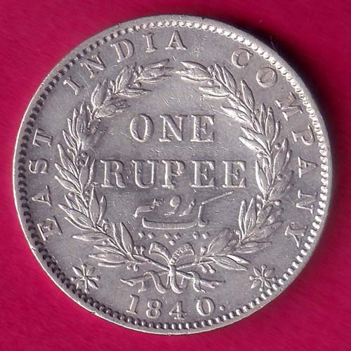 East India Company 1840 Queen Victoria facing left continuos legend 1 rupee :- OO806