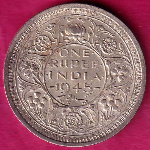 British India 1945 Bombay Mint George Vi ONE Rupee Silver coin- VA826