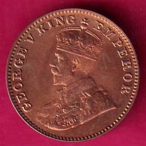 British India 1927 George v ONE QUARTER ANNA COPPER coin –@HUB4181