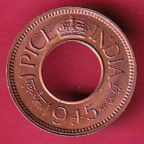 British india king bombay mint george vi 1945 one pice beautiful copper Coin :-OO2284