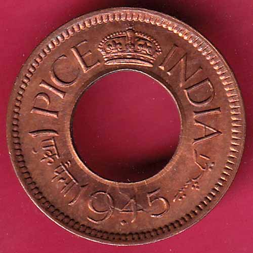British india king george vi 1945 one pice beautiful copper Coin – S1909