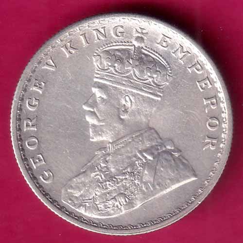 British India 1915 BOMBAY MINT George v One Rupee silver coin–@HUB3831
