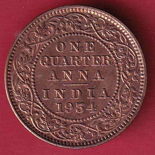 British India 1934 George V King Emperor one quarter ANNA CoiN - oo5839