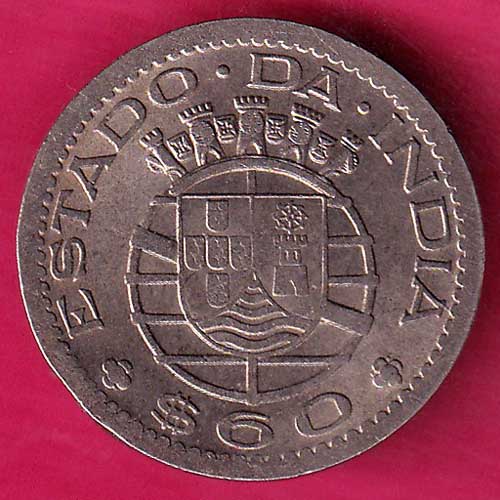 PORTUGUESE INDIA GOA 60 CENTAVOS 1958 COIN –@HUB1897