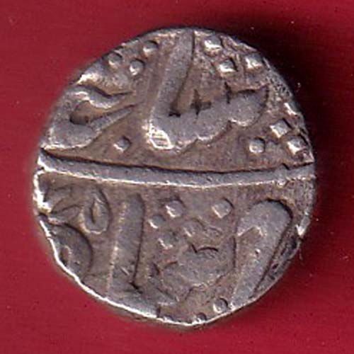 INDORE STATE SUN FACE INO SHAH ALAM II MALHAR RAO ONE RUPEE SILVER COIN– oo5724