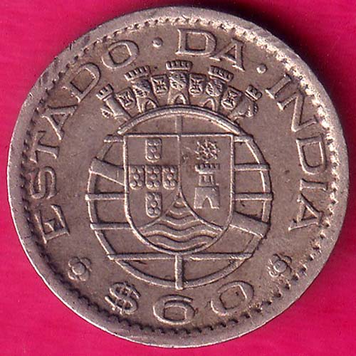 PORTUGUESE INDIA GOA 60 CENTAVOS 1959 RARE COIN :- OO830