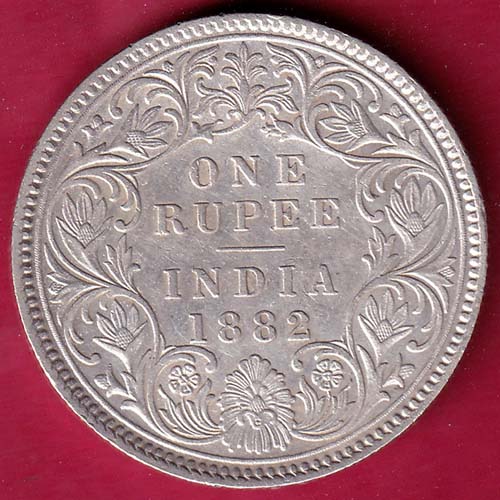 BRITISH INDIA 1882 VICTORIA EMPRESS ONE RUPEE BEAUTIFUL SILVER COIn – S1995