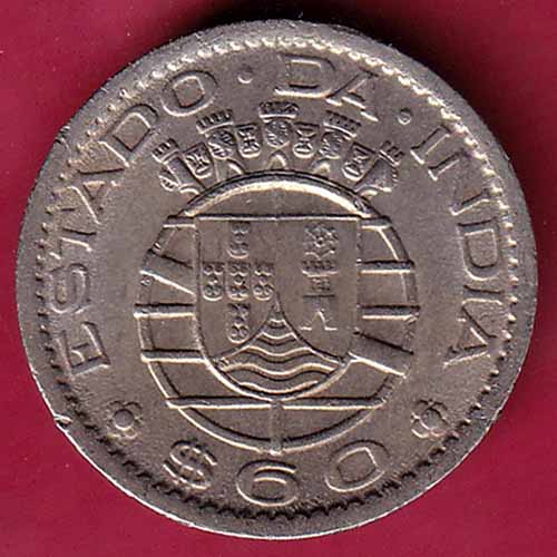PORTUGUESE INDIA GOA 60 CENTAVOS 1959 COIN - S1724