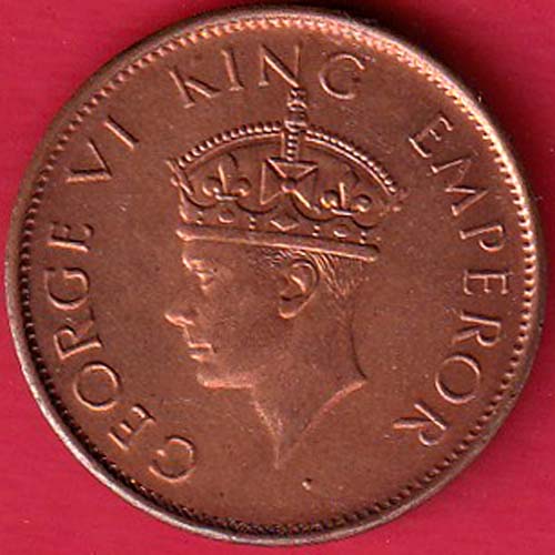 BRITISH INDIA 1940 one quarter anna GEORGE VI COPPER COIN:- OO4306