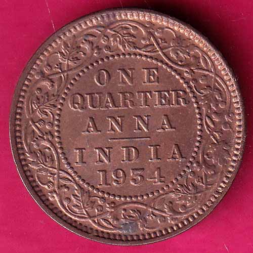 British India 1934 George v one quarter anna copper coin –@HUB3897