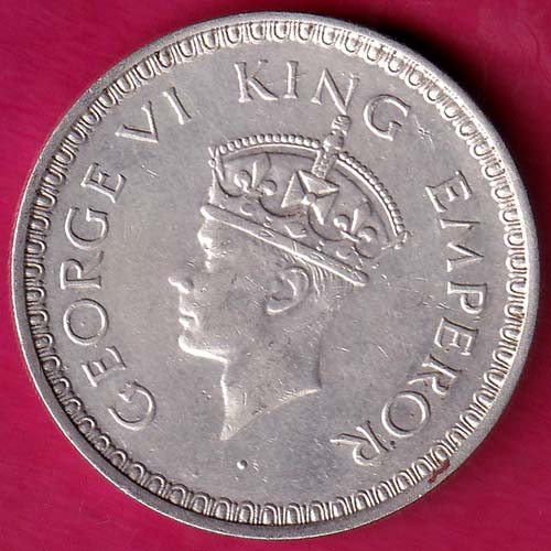 BRITISH INDIA 1943 BOMBAY MINT GEORGE VI ONE RUPEE BEAUTIFUL SILVER COIN  :- OO140