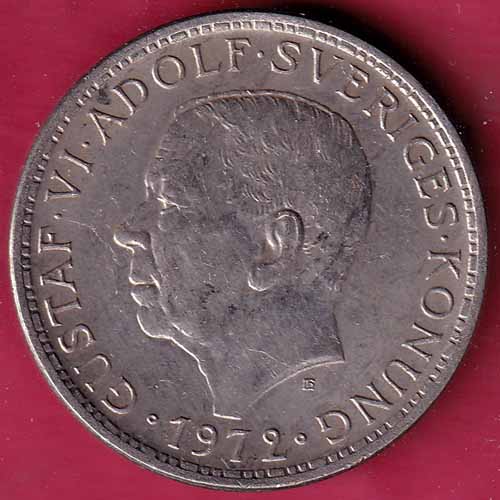 Gustaf VI Adolf Sver.Ces. Konung 1972 / 5 Kr:-S2527