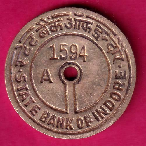 STATE BANK OF INDORE RARE BANK TOKEN :- OO2027