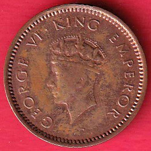 BRITISH INDIA 1939 GEORGRE VI KING 1/2 PICE COPPER COIN :- oo3388