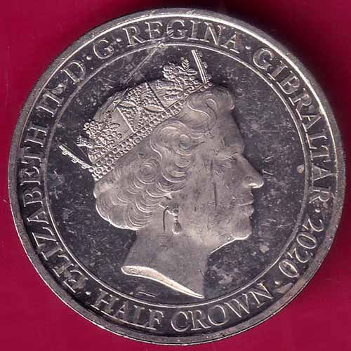 ELIZABETH II DEI-GRA REGINA. GIBRALTAR 2020 HALF CROWN NEWER WAS SO MUCH OWED BY SOMANYTO SO FEW –@HUB3763
