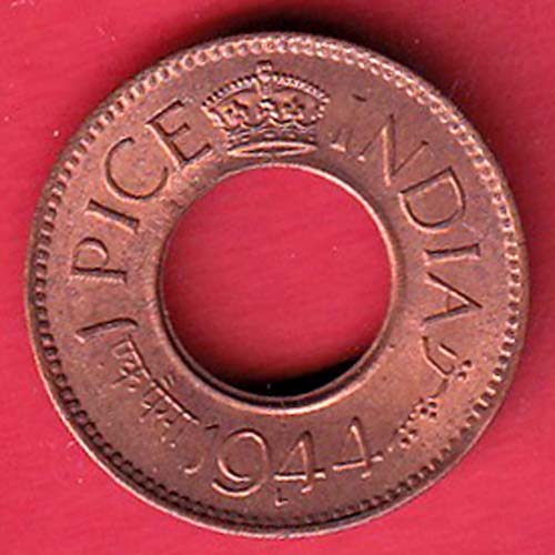 British India 1944 1 pice copper coin- oo5386