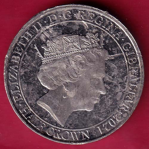 ELIZABETH II DEI-GRA REGINA. GIBRALTAR 2021 half crown fight through to final victory :-S2667