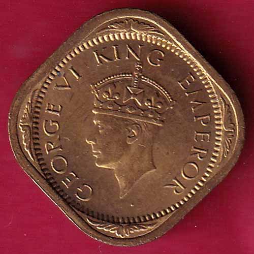 BRITISH INDIA 1942 GEORGE VI 1/2 ANNA COIN – S2070
