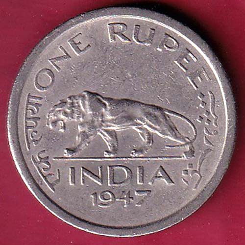 british india george vi 1947 Lahore mint one rupee–@HUB4556